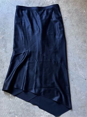 100% silk navy midi skirt